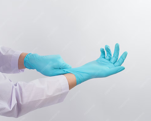 Standard wearing method for disposable medical gloves